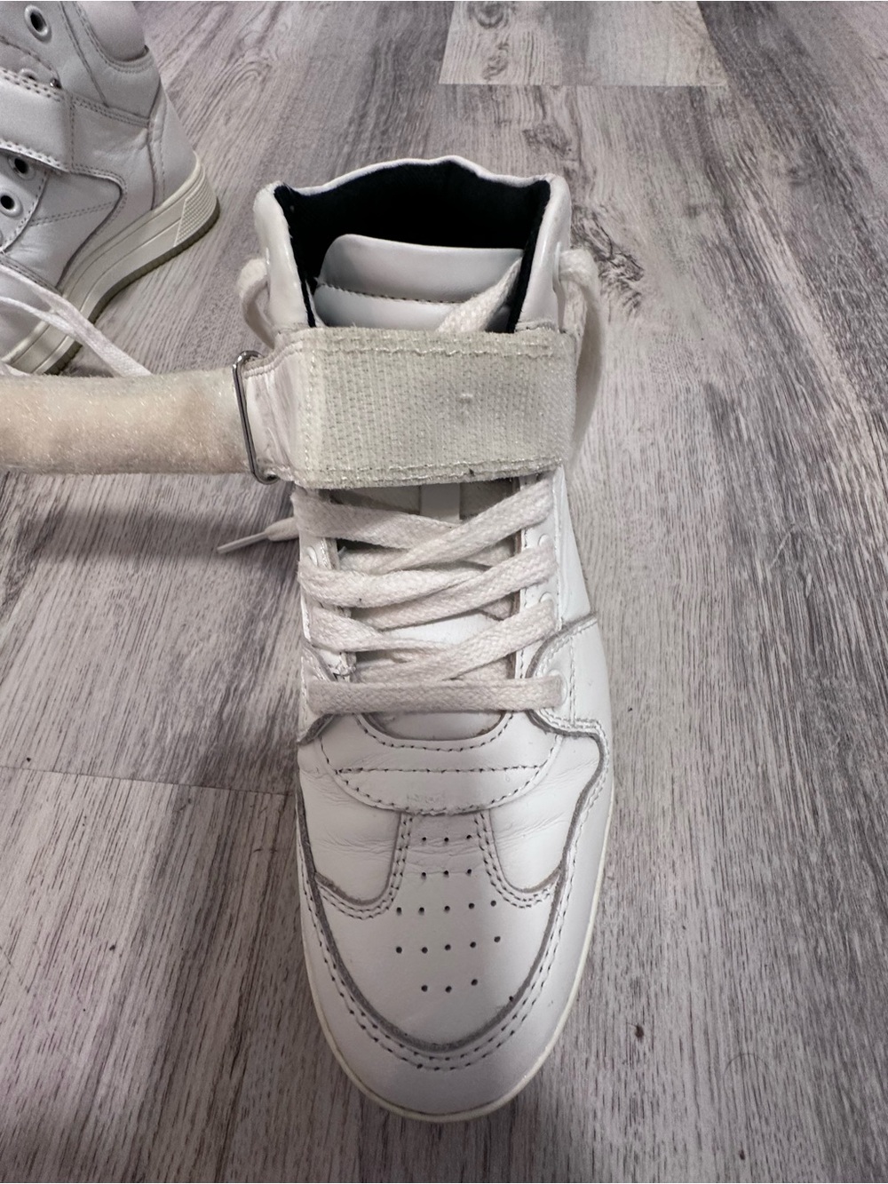 Zara Men's White High-Top Strap Sneakers